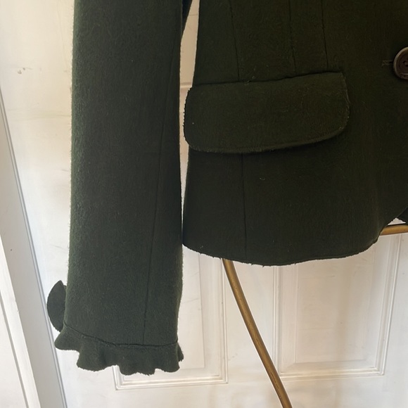 Moschino Hunter green wool ruffle jacket - Picture 5 of 10